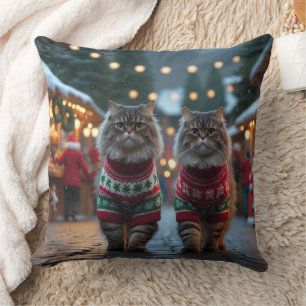 Almofada Gatos Persas Natal Neve Feriado