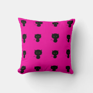 Almofada Gatos Pretos no Travesseiro Rosa Quente das Menina