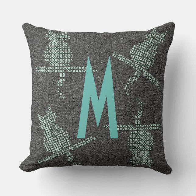 Almofada Gatos Rústicos Engraçados Adicionam Monograma (Frente)