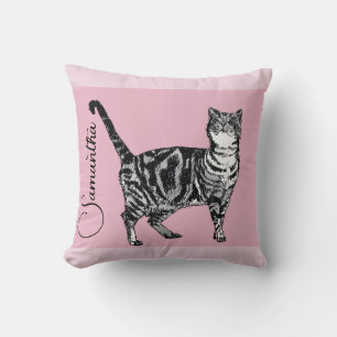 Almofada Gatos Tabby Rosa Nome Meninas Berçário