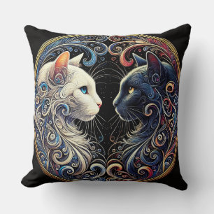 Almofada Gatos Yin Yang Intrincados Arte