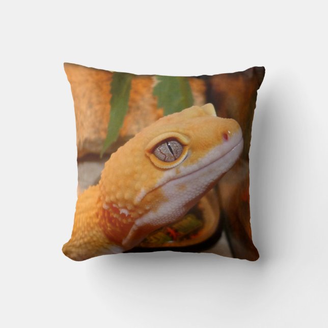 Almofada Gecko Amarelo-Leopardo (Frente)