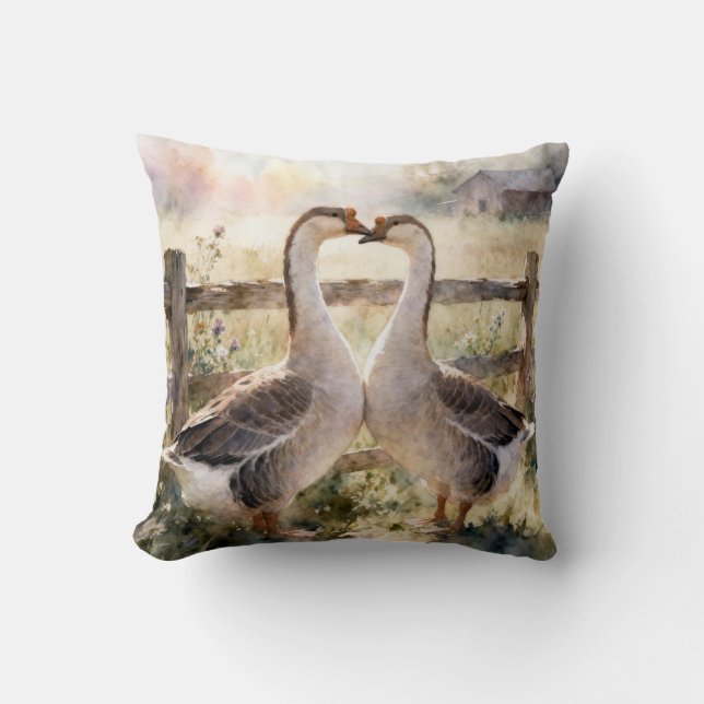Almofada Geese in Love Throw Pillow (Frente)