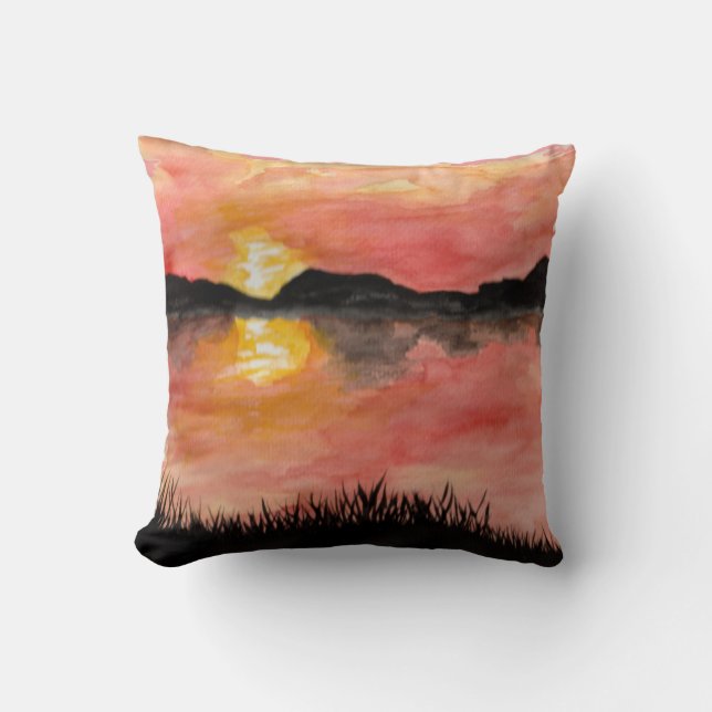 Almofada Gemalter Sonnenuntergang Aquarell/Tusche -  Badhan (Frente)