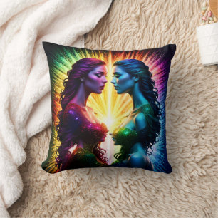 Almofada Gêmeos Coloridos Embrulhando Luz à Noite