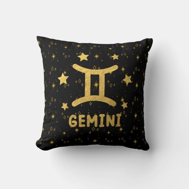 Almofada Gemini Zodiac Preto e Travesseiro decorativo Doura (Frente)