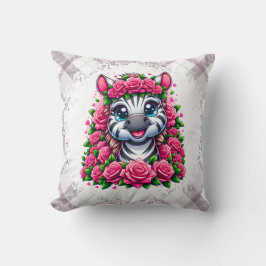 Almofada Gentle Zebra em Rosa Wreath