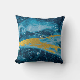 Almofada Geode Agate Gemstone Blue e Dourado