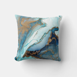Almofada Geodo de Mármore Ágata Azul e Dourado Kintsugi