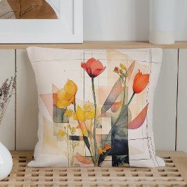 Almofada Geometria Floral em Aquarela