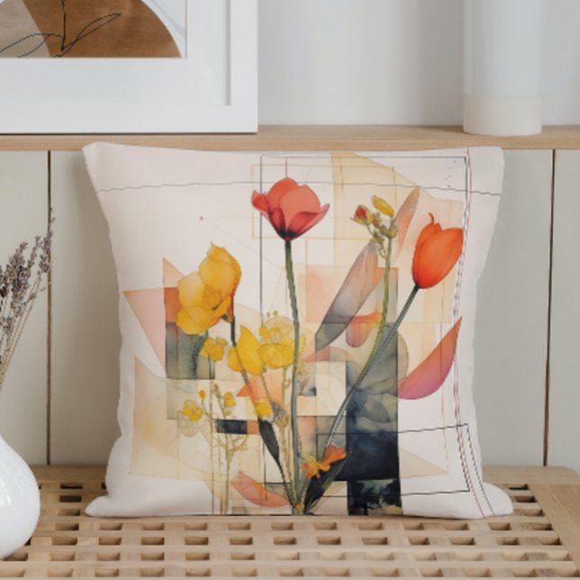 Almofada Geometria Floral em Aquarela (Criador carregado)