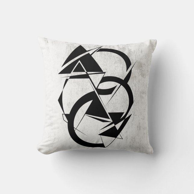Almofada Geometric Black and White Throw Pillow (Frente)