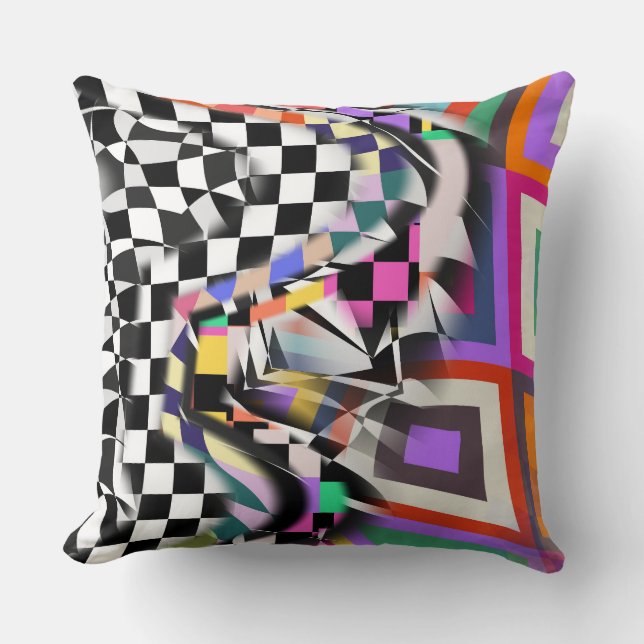 Almofada Geometric Collage Abstract Textile Pattern (Frente)
