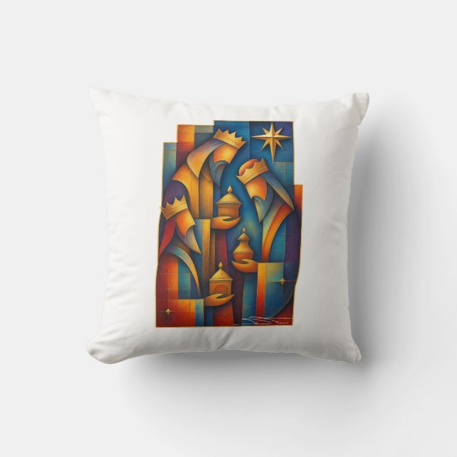 Almofada Geometric Magi - Three Wise Men Christmas Star Art (Frente)