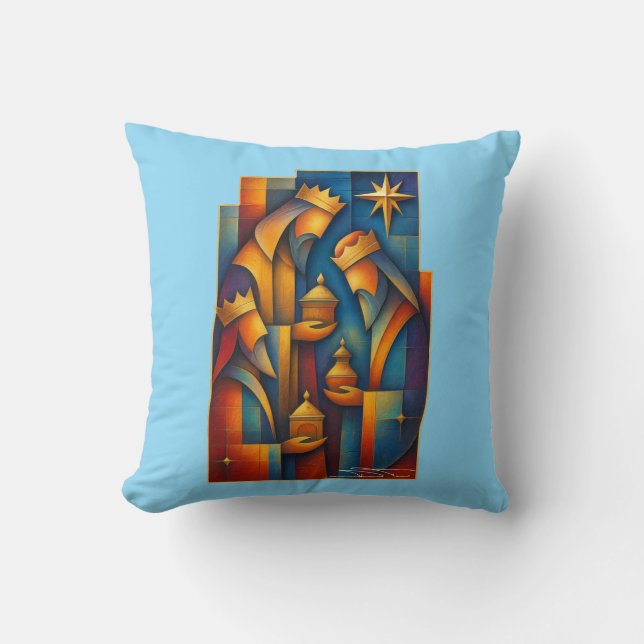 Almofada Geometric Magi - Three Wise Men Christmas Star Art (Frente)