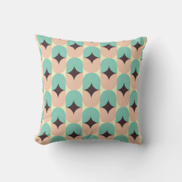 Almofada Geometric pattern of teal, beige, and black shapes