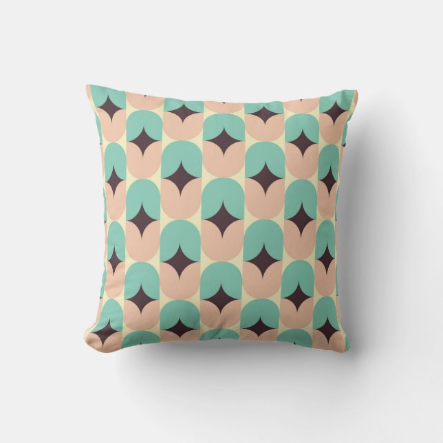 Almofada Geometric pattern of teal, beige, and black shapes (Frente)