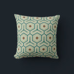 Almofada Geometric pattern with interlocking hexagons<br><div class="desc">Geometric pattern with interlocking hexagons in green and teal,  featuring brown hexagons in the center. The design is symmetrical and retro-inspired.</div>