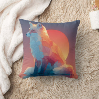 Almofada Geometric Wolf Silhouette |Modern Polygon Wildlife
