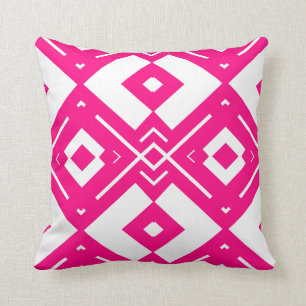 Almofada Geométrica rosa-quente e branca