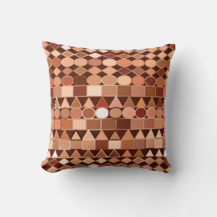 Almofada Geométrica Tribal Moderna, Castanho de Chocolate