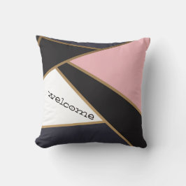Almofada Geométrico Abstrato Preto Branco Rosa