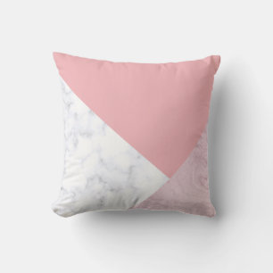 Almofada Geométrico de mármore rosa-rosa branco-pastel-pint