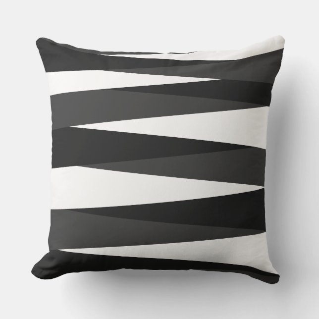 Almofada Geométrico, preto, branco e Cinza (Frente)