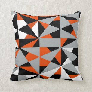Almofada Geométrico Retro Fundido Laranja Preto