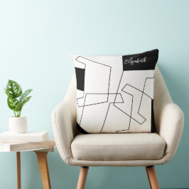 Almofada Geométrico Tendência Monograma Preto e Branco