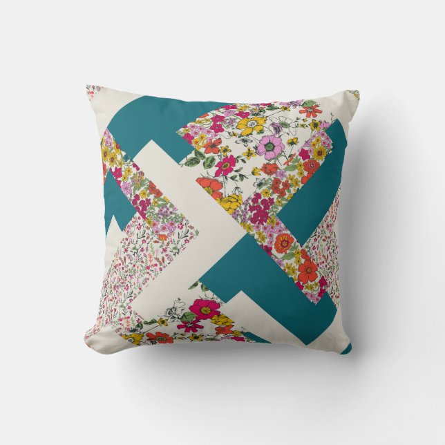 Almofada Geométrico - Travesseiro decorativo Floral Moderno (Frente)