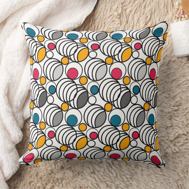 Almofada Geometry circles and rings decor retro sixties  (Cobertor)