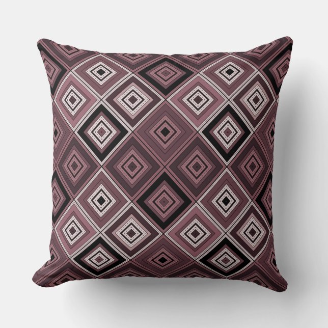 Almofada Geometry ethnic patchwork brown burgundy  (Frente)