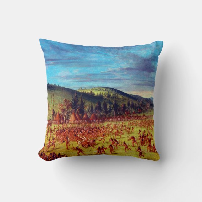 Almofada George Catlin Jogo de bola dos Choctaw Bola Acima (Frente)