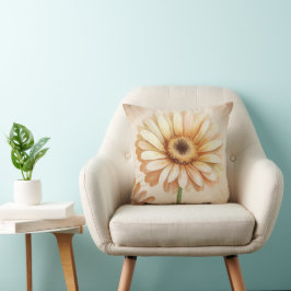 Almofada Gerbera Daisy Flor de Aquarela Artística