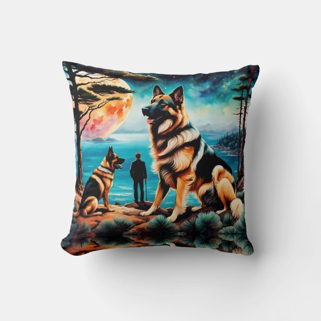 Almofada German shepherd caminhando em Montanha (Frente)