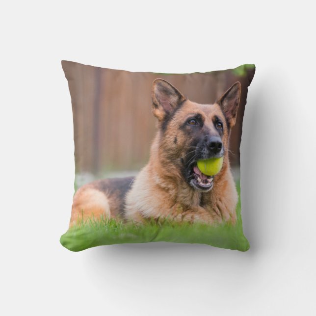 Almofada German shepherd Com Bola De Tênis (Frente)
