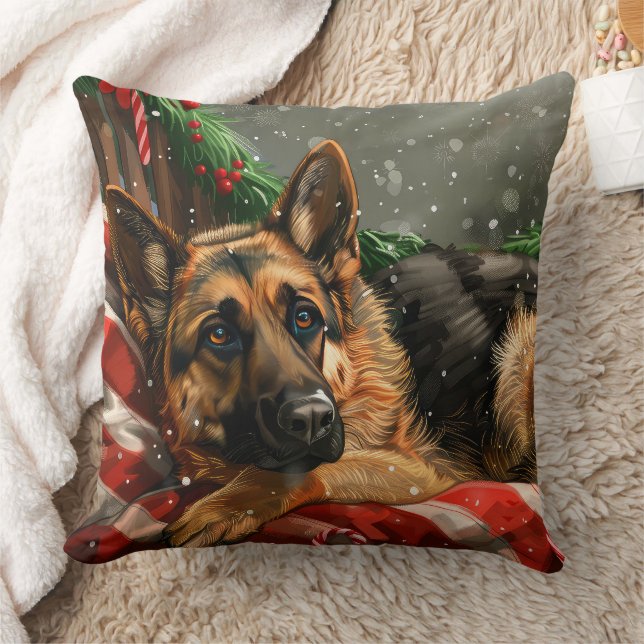 Almofada German shepherd Natal Festivo (Cobertor)