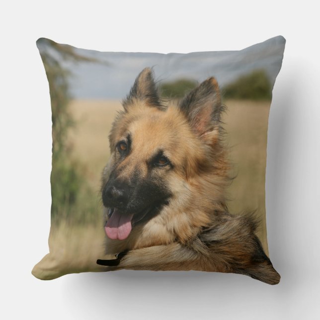 Almofada German shepherd que cola a língua para fora (Frente)