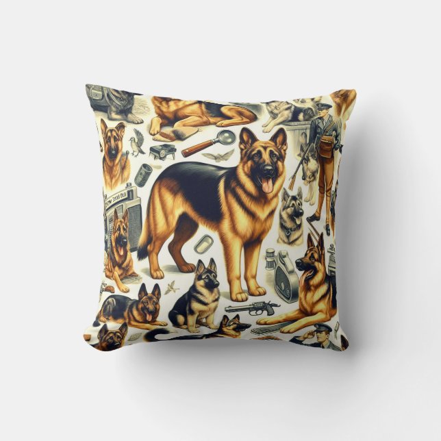 Almofada German shepherd Vintage Invisível (Frente)