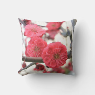 Almofada germinação primavera cor-de-rosa com flor de ameix