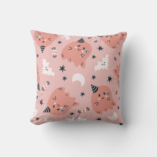 Almofada Ghost Bats e Candy do Dia das Bruxas (Frente)