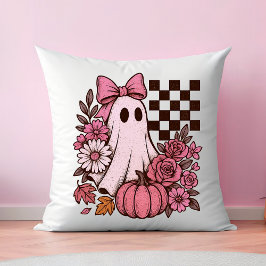 Almofada Ghost Girl retrorada cor-de-rosa com Arco Hallowee