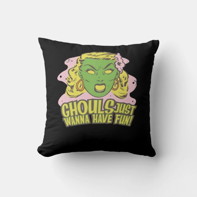 Almofada Ghouls Só Quer Divertir-Se Com A Lpreguiça (Frente)