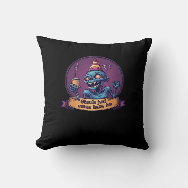 Almofada Ghouls Só Quer Divertir-Se Com Lúcio E Engraçado (Frente)