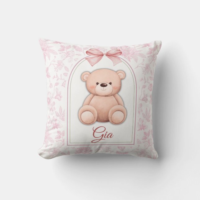 Almofada Gia | Design de Enfermeiro de Urso Rosa Personaliz (Frente)