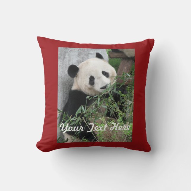 Almofada Giant Panda, Name, 20 Polegadas, Red Back (Frente)