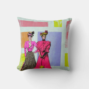 Almofada Gibson Girls em um padrão mondriano