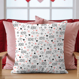 Almofada Gift for Girlfriend Valentine Pillow Sketch Hearts