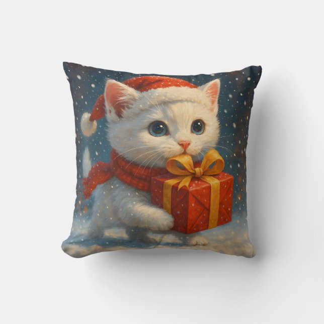 Almofada Gift - Holiday - Christmas Kitten Surprise Pillow (Frente)